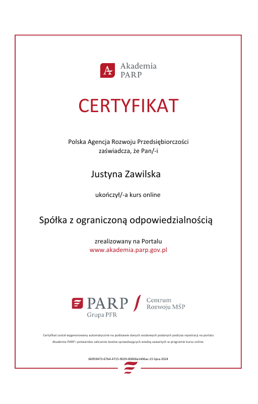 Certyfikat Parp 1
